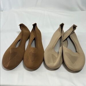 Elegant Women's Tan and Cream Flats